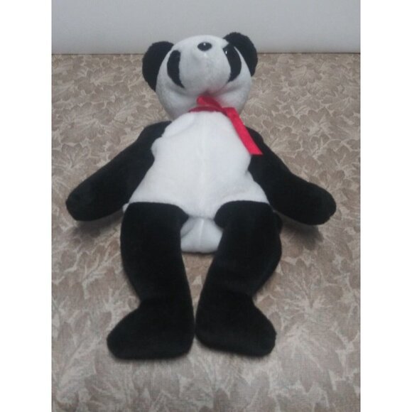 Retired Rare Fortune Beanie Baby (Tag Error!) the Panda bear white black plush - Picture 6 of 7